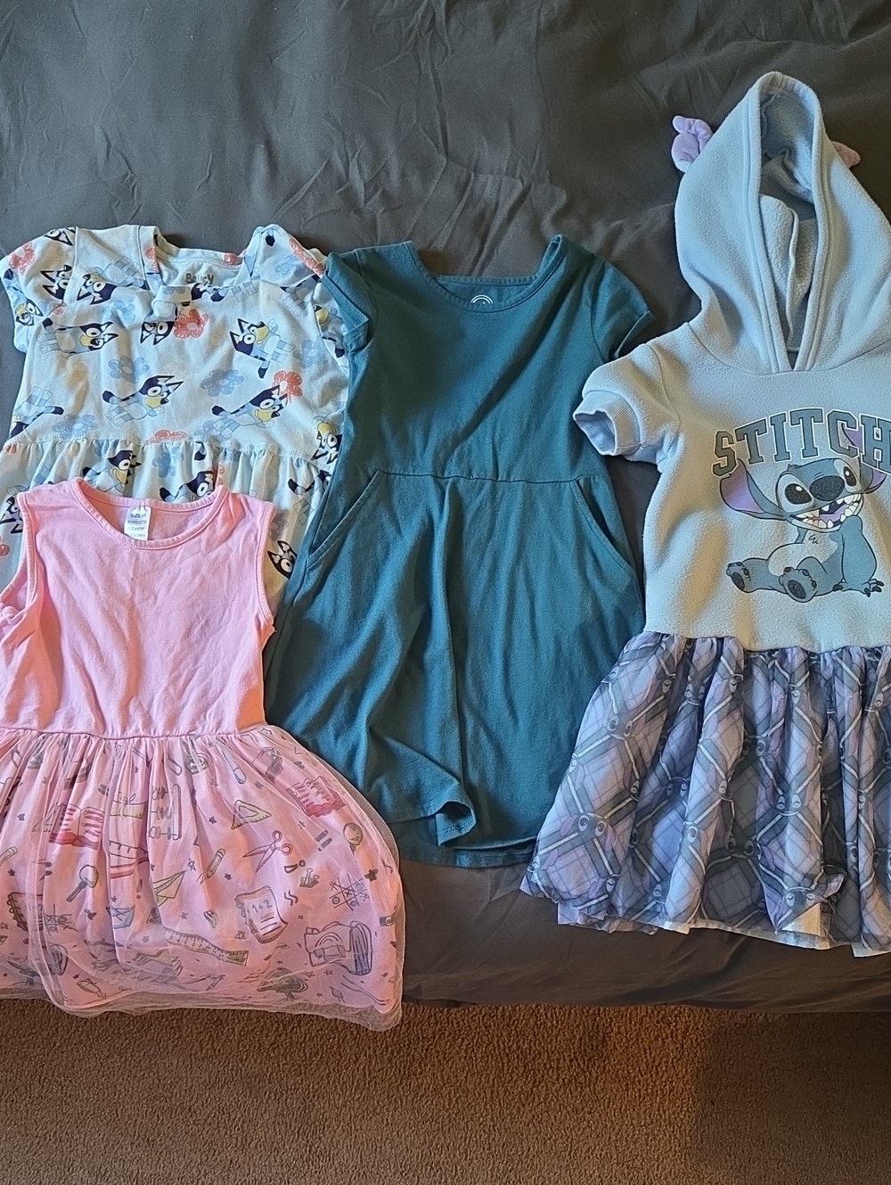 Disney Girls' Stitch Hoody Dress, Bluey Dress And More
